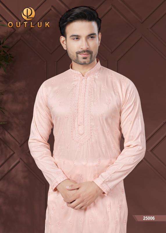 OUTLUK PRESENTS WEDDING COLLECTION VOL-25 PURE SILK READYMADE ATTRACTIVE KURTA PAJAMA CATALOG WHOLESALER AND EXPORTER 
