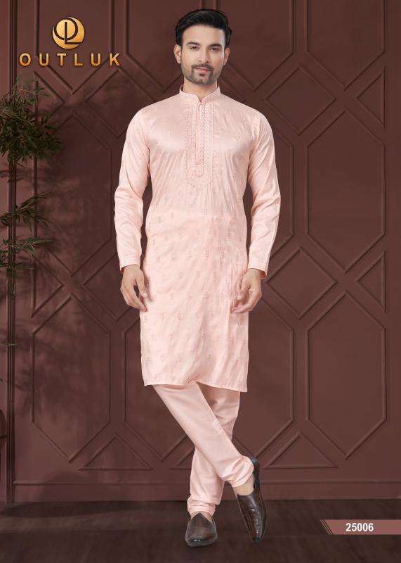 OUTLUK PRESENTS WEDDING COLLECTION VOL-25 PURE SILK READYMADE ATTRACTIVE KURTA PAJAMA CATALOG WHOLESALER AND EXPORTER 