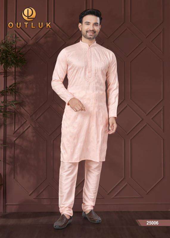 OUTLUK PRESENTS WEDDING COLLECTION VOL-25 PURE SILK READYMADE ATTRACTIVE KURTA PAJAMA CATALOG WHOLESALER AND EXPORTER 