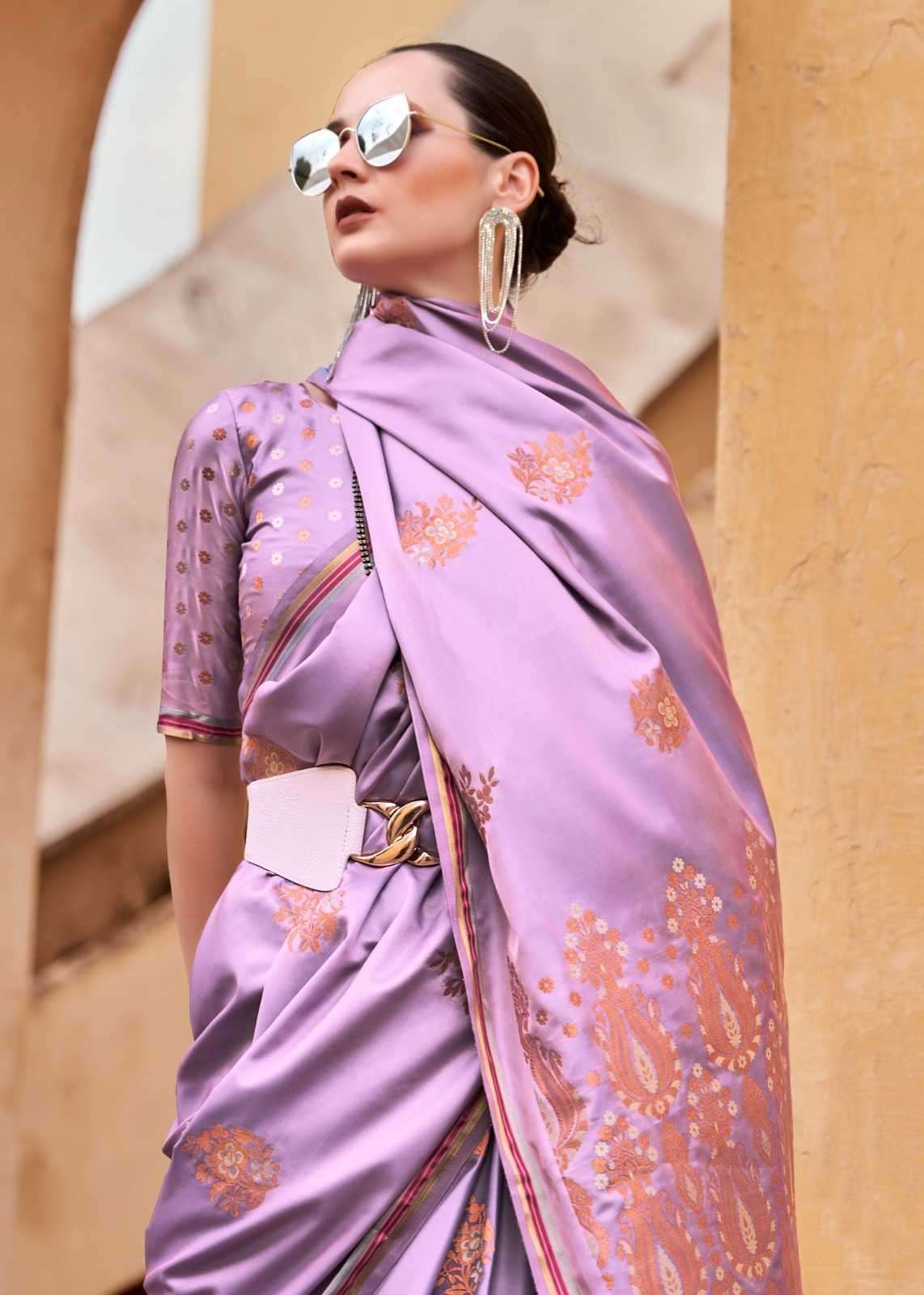 RAJPATH PRESENTS TATHASTU 171001-171006 SERIES PURE SATIN SILK COPPER ZARI WEAVING SAREES CATALOG WHOLESALER AND EXPORTER 