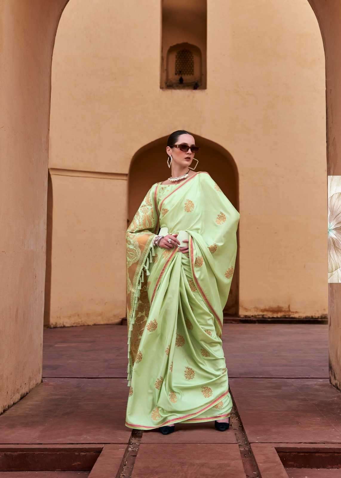 RAJPATH PRESENTS TATHASTU 171001-171006 SERIES PURE SATIN SILK COPPER ZARI WEAVING SAREES CATALOG WHOLESALER AND EXPORTER 