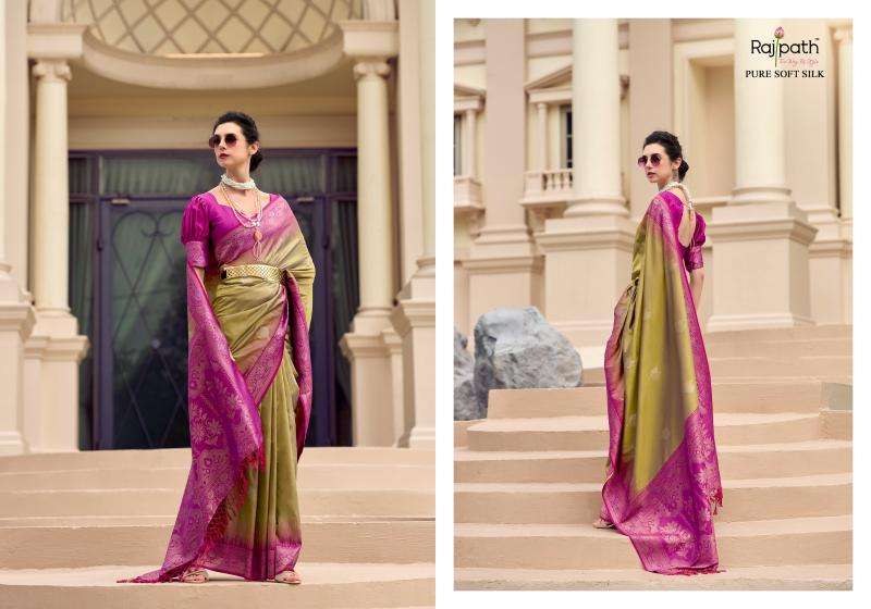 RAJPATH PRESENTS WHITE MANGO SILK WITH CONTRAS BORDER FESTIVE WEAR ETHNIC SAREES CATALOG WHOLESALER AND EXPORTER IN SURAT