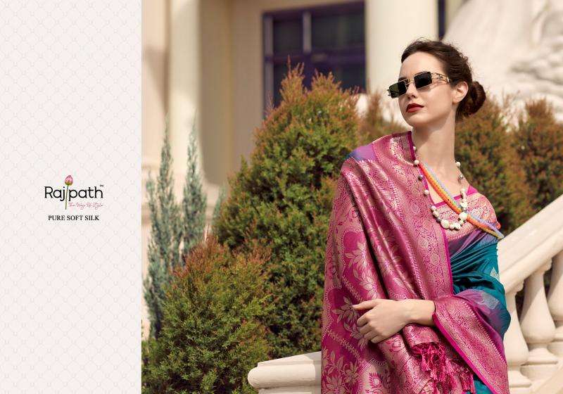 RAJPATH PRESENTS WHITE MANGO SILK WITH CONTRAS BORDER FESTIVE WEAR ETHNIC SAREES CATALOG WHOLESALER AND EXPORTER IN SURAT