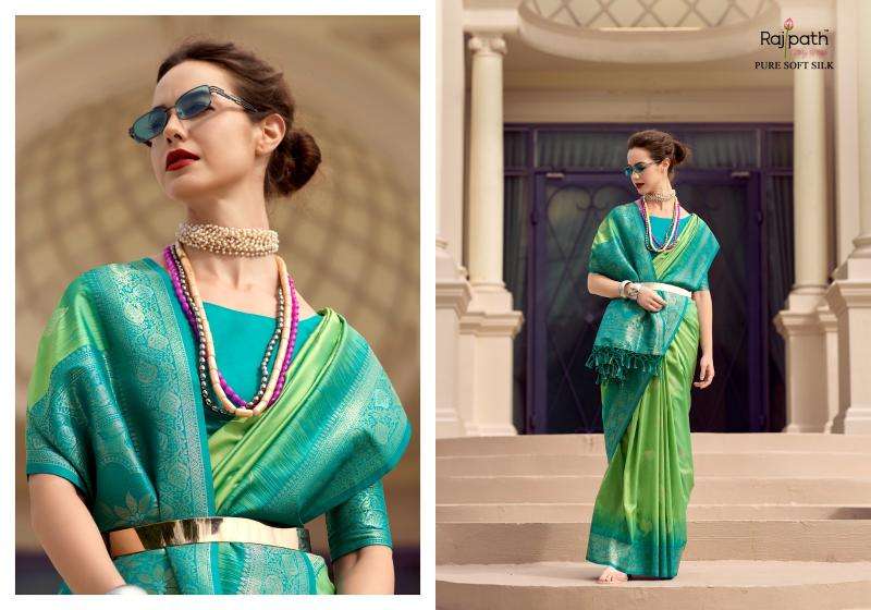 RAJPATH PRESENTS WHITE MANGO SILK WITH CONTRAS BORDER FESTIVE WEAR ETHNIC SAREES CATALOG WHOLESALER AND EXPORTER IN SURAT