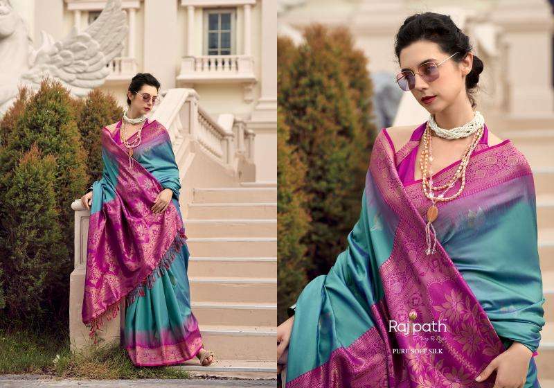 RAJPATH PRESENTS WHITE MANGO SILK WITH CONTRAS BORDER FESTIVE WEAR ETHNIC SAREES CATALOG WHOLESALER AND EXPORTER IN SURAT