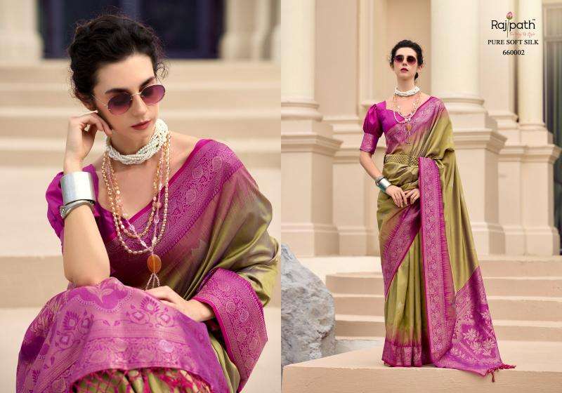 RAJPATH PRESENTS WHITE MANGO SILK WITH CONTRAS BORDER FESTIVE WEAR ETHNIC SAREES CATALOG WHOLESALER AND EXPORTER IN SURAT