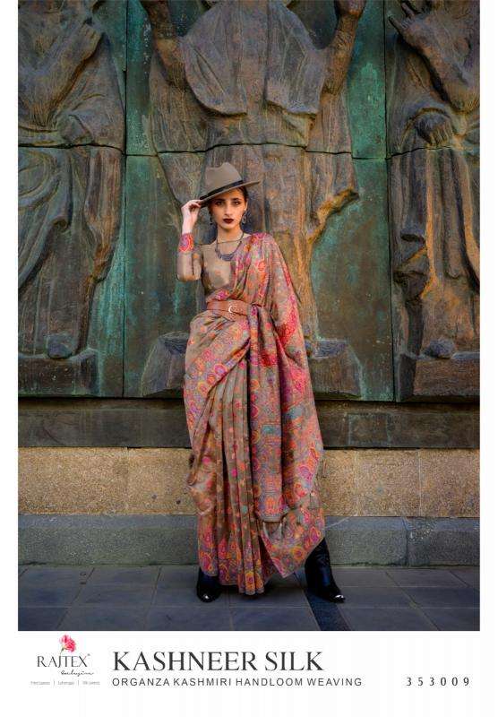 RAJTEX PRESENTS KASHNEER SILK KASHMIRI PASHMINA ORGANZA SAREES CATALOG WHOLESALER AND EXPORTER 