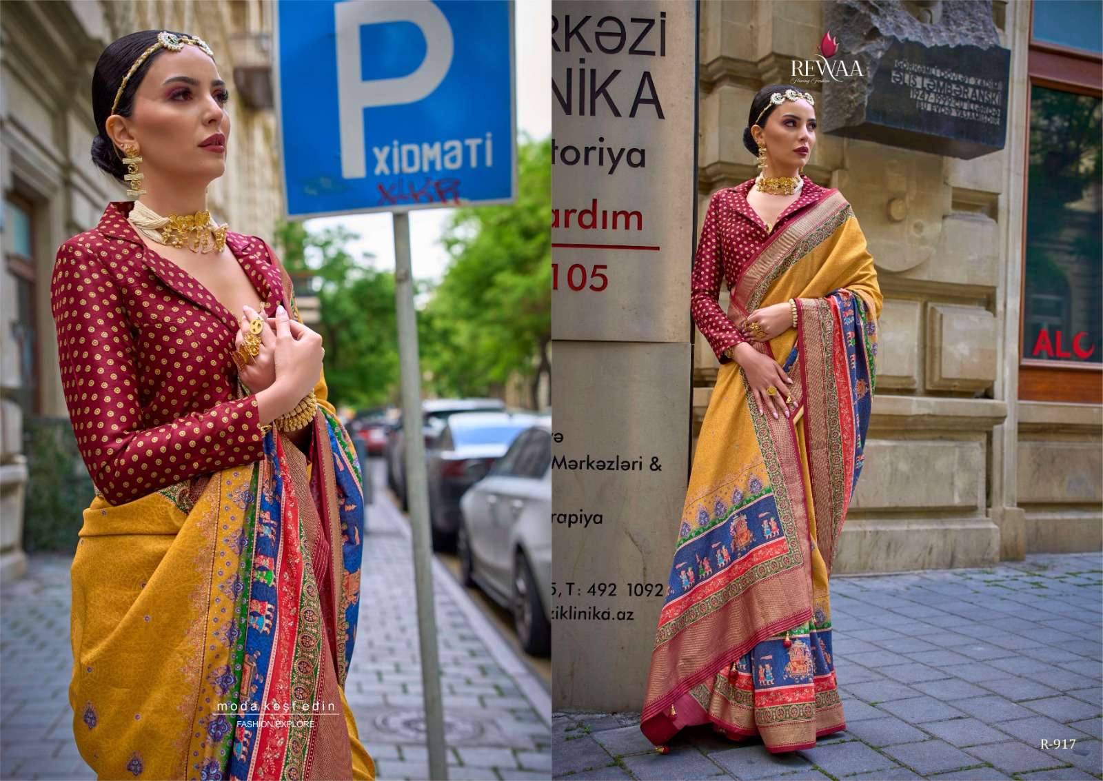 REWAA PRESENT ROME DESIGNER DIGITAL PRINT WITH WORK FESTIVE WEAR SAREES CATALOG WHOLESALER AND EXPORTER IN SURAT 