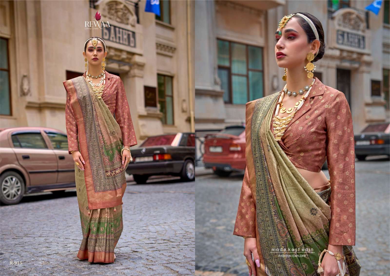 REWAA PRESENT ROME DESIGNER DIGITAL PRINT WITH WORK FESTIVE WEAR SAREES CATALOG WHOLESALER AND EXPORTER IN SURAT 