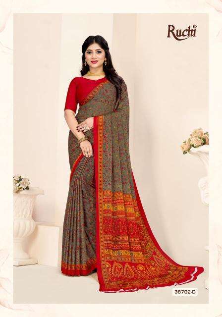RUCHI PRESENTS STAR CHIFFON VOL-180 FANCY CHIFFON PRINTED DAILY WEAR SAREES CATALOG WHOLESALE AND EXPORTER IN SURAT