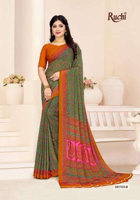 RUCHI PRESENTS STAR CHIFFON VOL-180 FANCY CHIFFON PRINTED DAILY WEAR SAREES CATALOG WHOLESALE AND EXPORTER IN SURAT
