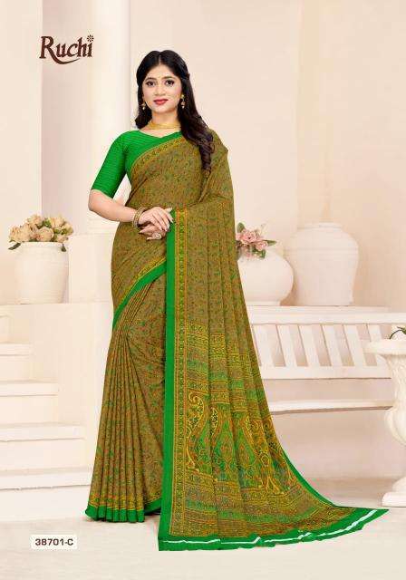 RUCHI PRESENTS STAR CHIFFON VOL-180 FANCY CHIFFON PRINTED DAILY WEAR SAREES CATALOG WHOLESALE AND EXPORTER IN SURAT
