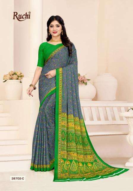 RUCHI PRESENTS STAR CHIFFON VOL-180 FANCY CHIFFON PRINTED DAILY WEAR SAREES CATALOG WHOLESALE AND EXPORTER IN SURAT