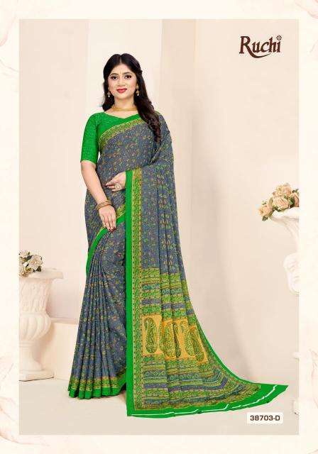 RUCHI PRESENTS STAR CHIFFON VOL-180 FANCY CHIFFON PRINTED DAILY WEAR SAREES CATALOG WHOLESALE AND EXPORTER IN SURAT