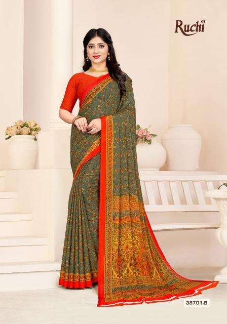 RUCHI PRESENTS STAR CHIFFON VOL-180 FANCY CHIFFON PRINTED DAILY WEAR SAREES CATALOG WHOLESALE AND EXPORTER IN SURAT