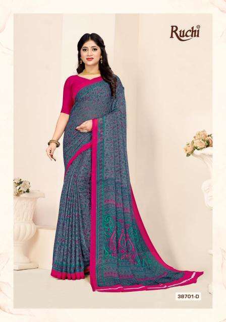 RUCHI PRESENTS STAR CHIFFON VOL-180 FANCY CHIFFON PRINTED DAILY WEAR SAREES CATALOG WHOLESALE AND EXPORTER IN SURAT