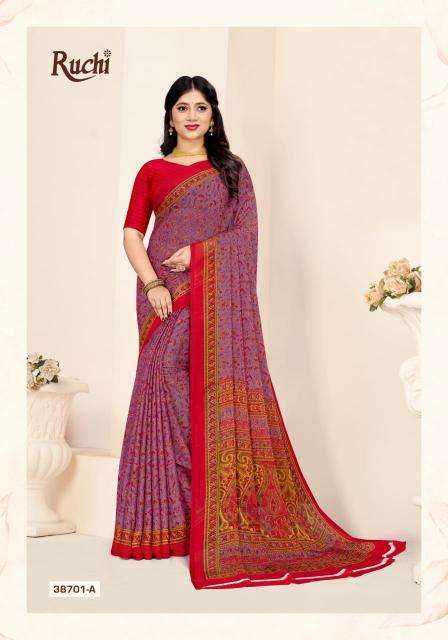RUCHI PRESENTS STAR CHIFFON VOL-180 FANCY CHIFFON PRINTED DAILY WEAR SAREES CATALOG WHOLESALE AND EXPORTER IN SURAT