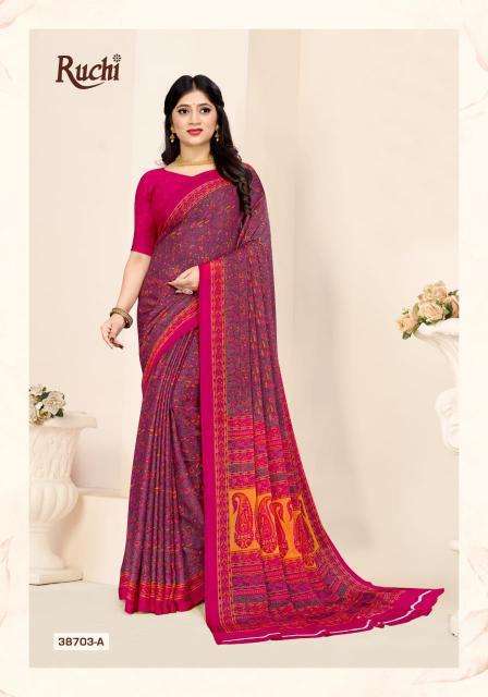 RUCHI PRESENTS STAR CHIFFON VOL-180 FANCY CHIFFON PRINTED DAILY WEAR SAREES CATALOG WHOLESALE AND EXPORTER IN SURAT