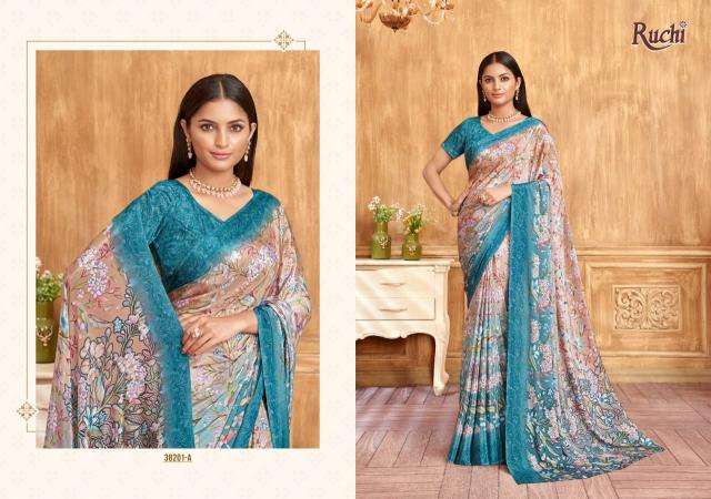 RUCHI PRESENTS VIVANTA SILK VOL-39 CRAPE SILK LATEST CASUAL WEAR SAREES CATALOG WHOLESALER AND EXPORTER 