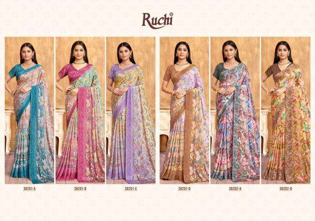 RUCHI PRESENTS VIVANTA SILK VOL-39 CRAPE SILK LATEST CASUAL WEAR SAREES CATALOG WHOLESALER AND EXPORTER 