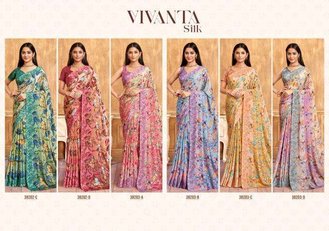 RUCHI PRESENTS VIVANTA SILK VOL-39 CRAPE SILK LATEST CASUAL WEAR SAREES CATALOG WHOLESALER AND EXPORTER 