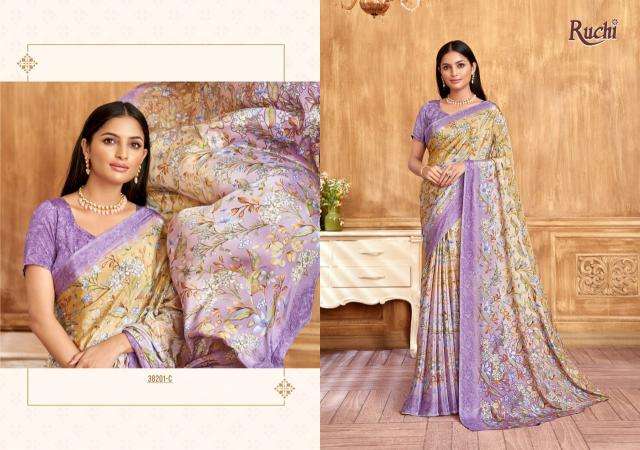 RUCHI PRESENTS VIVANTA SILK VOL-39 CRAPE SILK LATEST CASUAL WEAR SAREES CATALOG WHOLESALER AND EXPORTER 