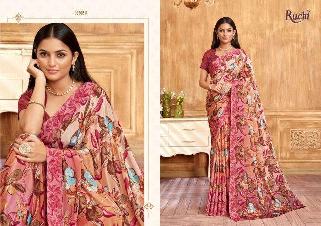 RUCHI PRESENTS VIVANTA SILK VOL-39 CRAPE SILK LATEST CASUAL WEAR SAREES CATALOG WHOLESALER AND EXPORTER 