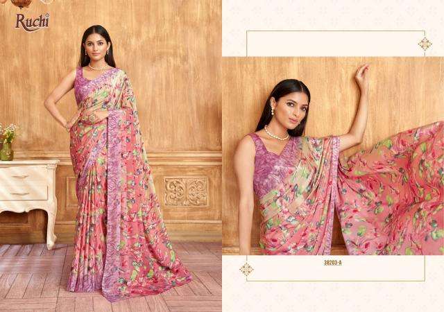 RUCHI PRESENTS VIVANTA SILK VOL-39 CRAPE SILK LATEST CASUAL WEAR SAREES CATALOG WHOLESALER AND EXPORTER 