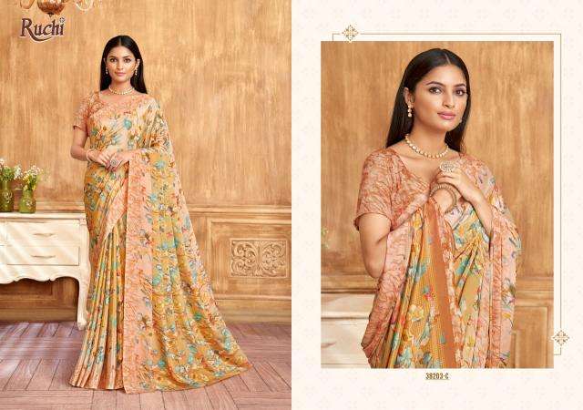 RUCHI PRESENTS VIVANTA SILK VOL-39 CRAPE SILK LATEST CASUAL WEAR SAREES CATALOG WHOLESALER AND EXPORTER 
