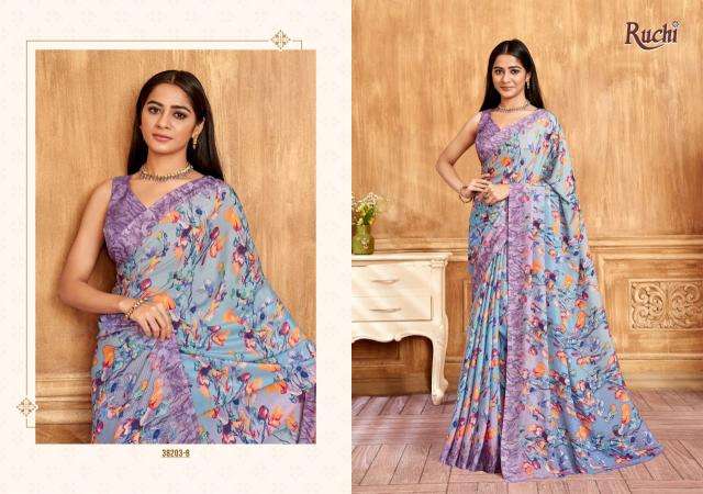 RUCHI PRESENTS VIVANTA SILK VOL-39 CRAPE SILK LATEST CASUAL WEAR SAREES CATALOG WHOLESALER AND EXPORTER 
