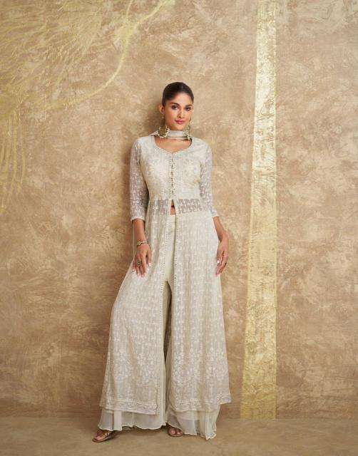 SAYURI DESIGNER PRESENTS AZA GEORGETTE FULLY STITCH DESIGNER PLAZZO STYLE 3PCS DRESS CATALOG WHOLESALER AND EXPORTER 