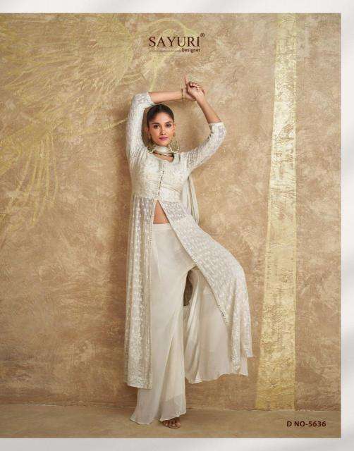 SAYURI DESIGNER PRESENTS AZA GEORGETTE FULLY STITCH DESIGNER PLAZZO STYLE 3PCS DRESS CATALOG WHOLESALER AND EXPORTER 