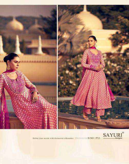 SAYURI DESIGNER PRESENTS KASIDA THREE DIFFERENT STYLE CHINON SILK READYMADE LADIES DRESS CATALOG WHOLESALER AND EXPORTER 