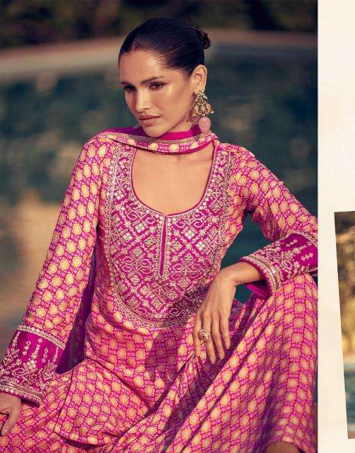 SAYURI DESIGNER PRESENTS KASIDA THREE DIFFERENT STYLE CHINON SILK READYMADE LADIES DRESS CATALOG WHOLESALER AND EXPORTER 