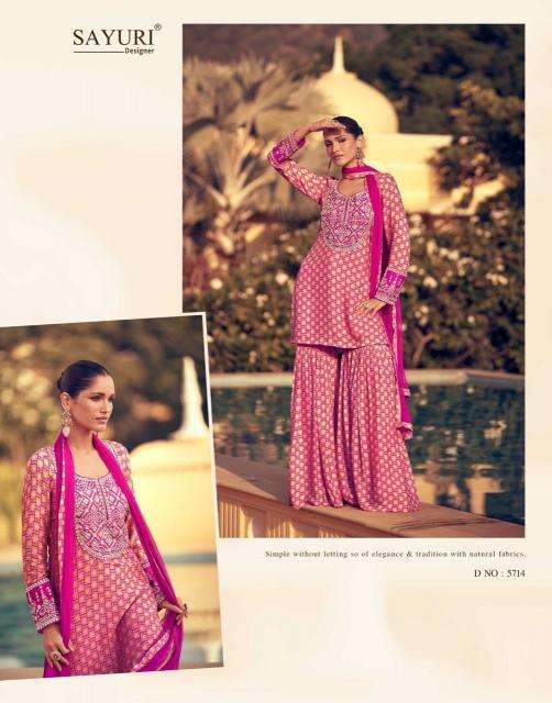 SAYURI DESIGNER PRESENTS KASIDA THREE DIFFERENT STYLE CHINON SILK READYMADE LADIES DRESS CATALOG WHOLESALER AND EXPORTER 