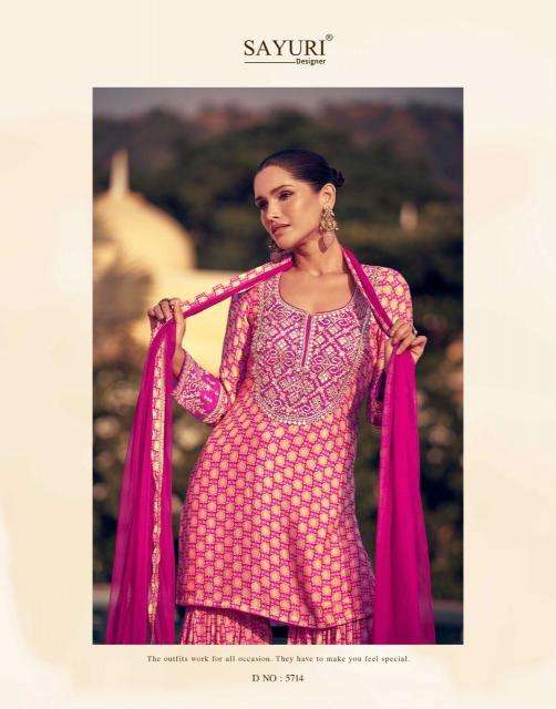 SAYURI DESIGNER PRESENTS KASIDA THREE DIFFERENT STYLE CHINON SILK READYMADE LADIES DRESS CATALOG WHOLESALER AND EXPORTER 