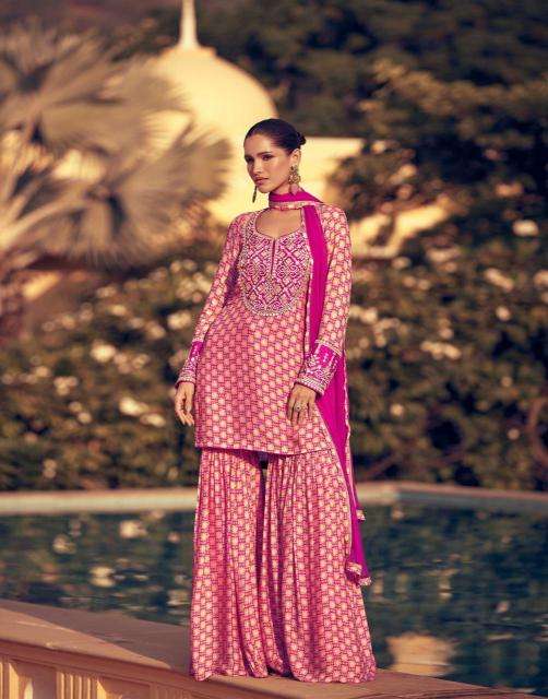 SAYURI DESIGNER PRESENTS KASIDA THREE DIFFERENT STYLE CHINON SILK READYMADE LADIES DRESS CATALOG WHOLESALER AND EXPORTER 