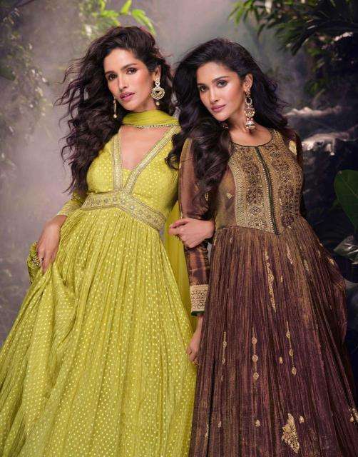 SAYURI DESIGNER PRESENTS LAKSHITA VISCOSE JACQUARD SILK PARTY WEAR GOWN WITH DUPATTA CATALOG WHOLESALER AND EXPORTER 