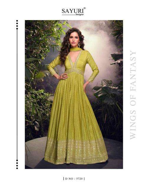 SAYURI DESIGNER PRESENTS LAKSHITA VISCOSE JACQUARD SILK PARTY WEAR GOWN WITH DUPATTA CATALOG WHOLESALER AND EXPORTER 