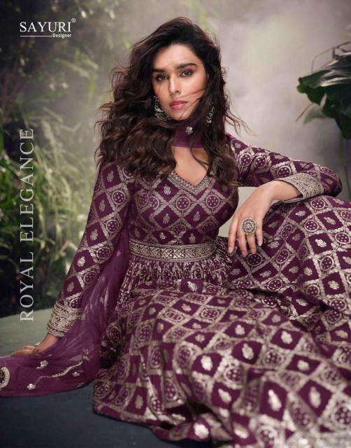 SAYURI DESIGNER PRESENTS LAKSHITA VISCOSE JACQUARD SILK PARTY WEAR GOWN WITH DUPATTA CATALOG WHOLESALER AND EXPORTER 