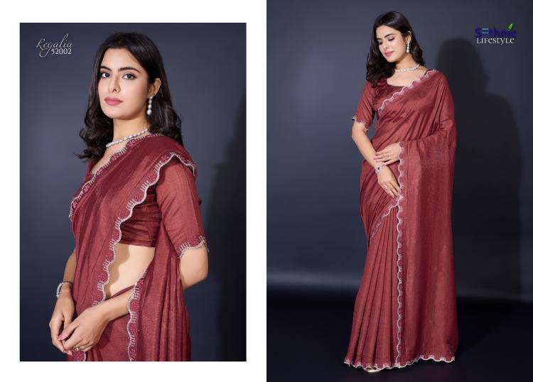 SETHNIC LIFESTYLE PRESENT REGALIA KHADI SHIMMER LATEST FANCY SAREES CATALOG WHOLESALER AND EXPORTER IN SURAT