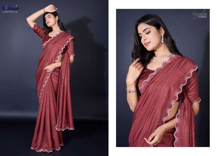 SETHNIC LIFESTYLE PRESENT REGALIA KHADI SHIMMER LATEST FANCY SAREES CATALOG WHOLESALER AND EXPORTER IN SURAT
