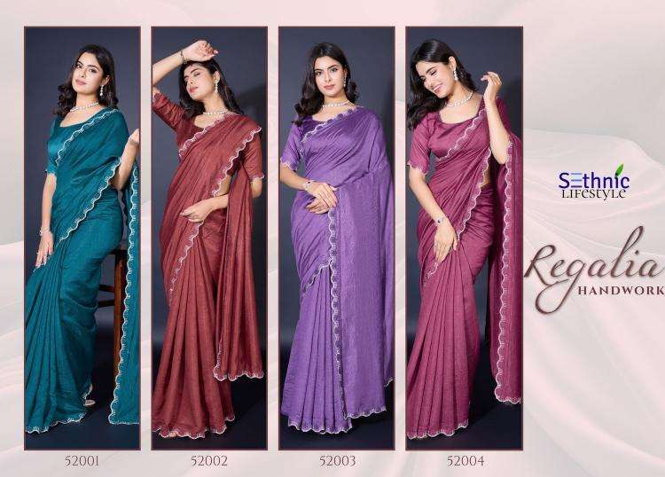 SETHNIC LIFESTYLE PRESENT REGALIA KHADI SHIMMER LATEST FANCY SAREES CATALOG WHOLESALER AND EXPORTER IN SURAT