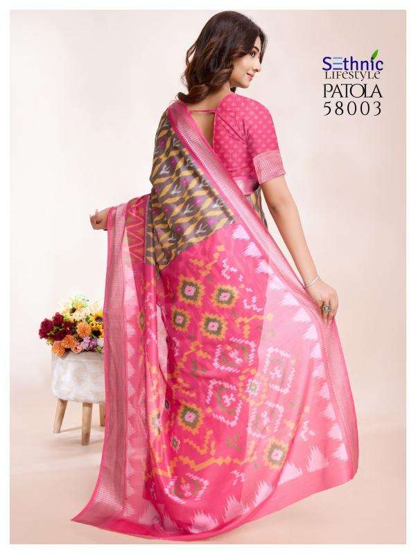 SETHNIC LIFESTYLE PRESENTS PATOLA VOL-2 DOLA SILK FASHIONABLE SAREES CATALOG WHOLESALER AND EXPORTER 