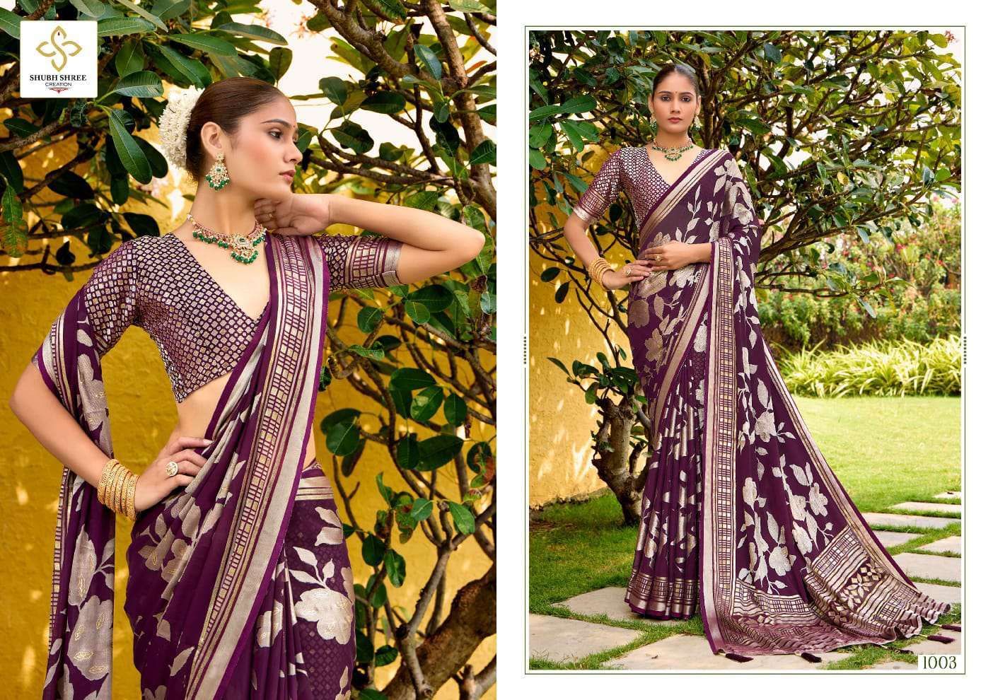 SHUBH SHREE CREATION BARKHA VOL-1 DESIGNER TRADITIONAL SAREES CATALOG WHOLESALER AND EXPORTER IN SURAT 
