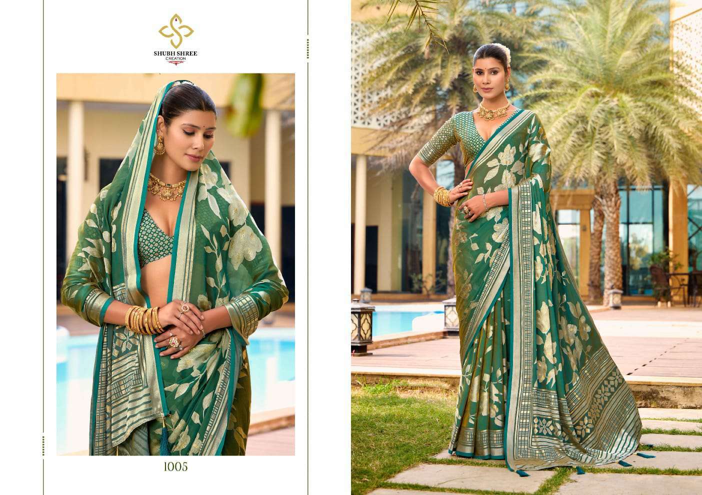 SHUBH SHREE CREATION BARKHA VOL-1 DESIGNER TRADITIONAL SAREES CATALOG WHOLESALER AND EXPORTER IN SURAT 