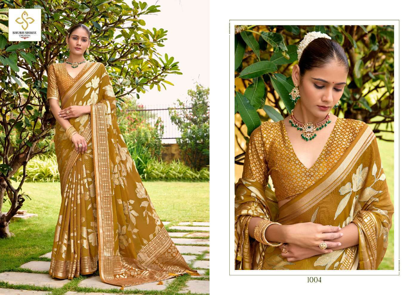 SHUBH SHREE CREATION BARKHA VOL-1 DESIGNER TRADITIONAL SAREES CATALOG WHOLESALER AND EXPORTER IN SURAT 