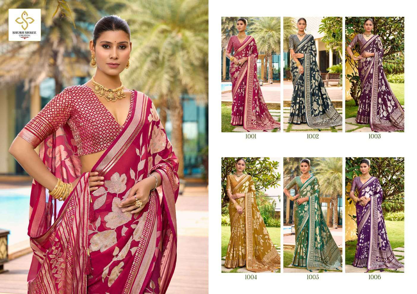 SHUBH SHREE CREATION BARKHA VOL-1 DESIGNER TRADITIONAL SAREES CATALOG WHOLESALER AND EXPORTER IN SURAT 