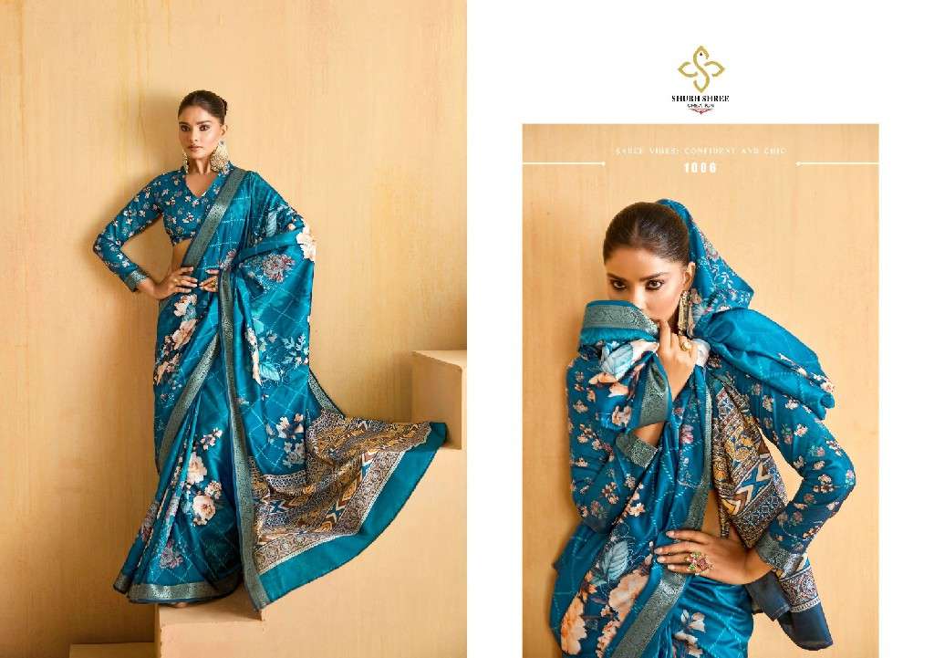 SHUBH SHREE CREATION PRESENTS ALICE VELVET TUSSER SILK ZARI BORDER INDIAN WOMEN SAREES CATALOG WHOLESALER AND EXPORTER