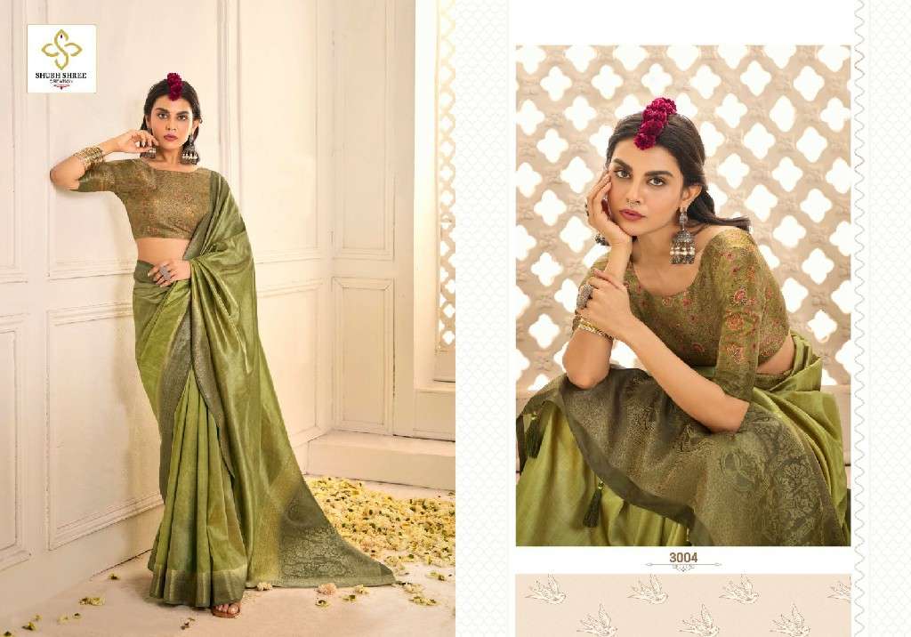 SHUBH SHREE CREATION PRESENTS PALLAVI VOL-3 LATEST TUSSER SILK WEAVING COFFEE JARI PALU SAREES CATALOG WHOLESALER AND EXPORTER 